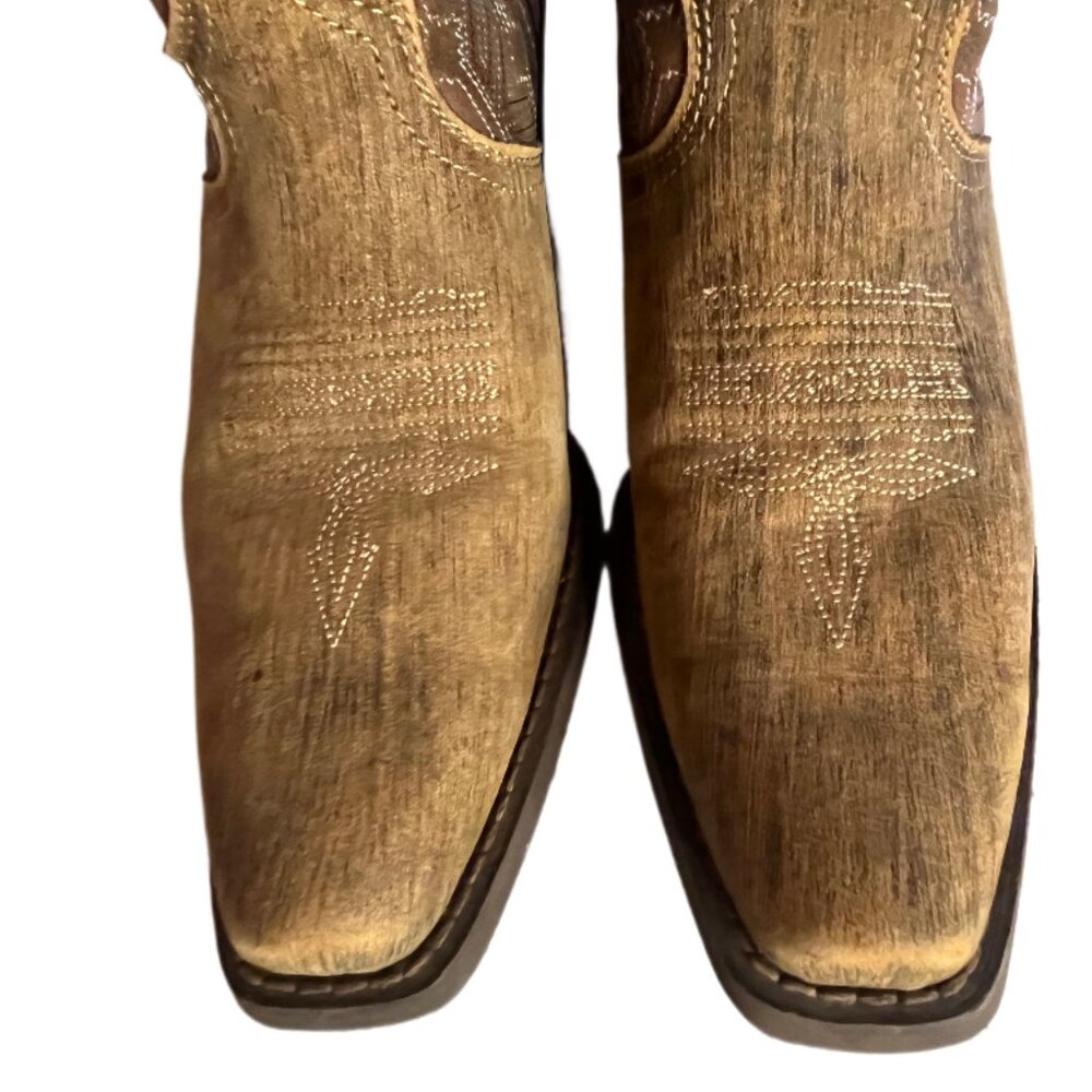 Durango Crush Driftwood Brown Leather Western Boots Lace-up Beaded Ties Size 8 - Picture 9 of 15
